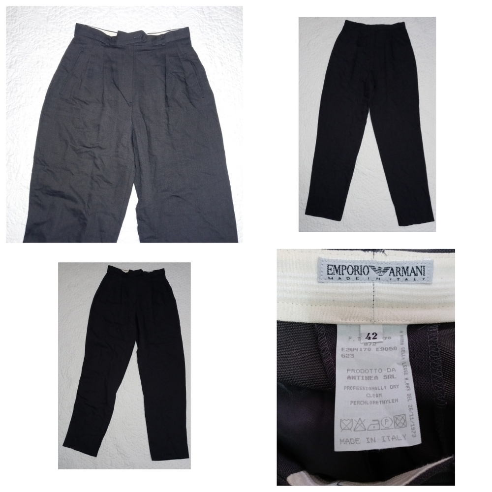 EMPORIO ARMANI DRESS PANTS WOMEN HIGH RISE TWO POCKETS DARK GRAY SIZE 42 8 (US)
